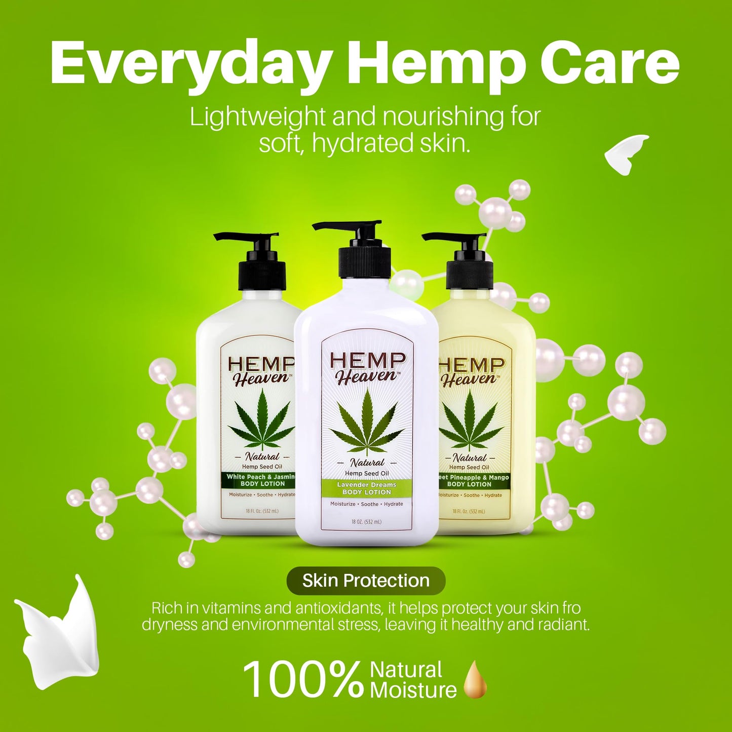 Hemp Heaven Hemp Lotion - Natural Hemp Seed Oil, Paraben-Free, 18 oz, Made in USA, Nourishing for Men & Women, EWG Verified, Anti-Aging (Lavender) Beauty & Personal Care Hemp Heaven