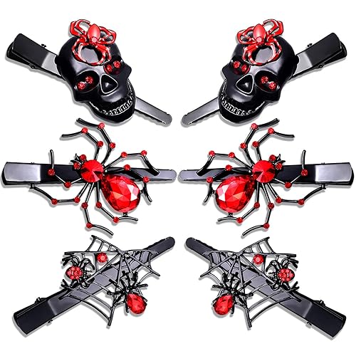 PHALIN Halloween Hair Clips Gothic Large Spider Web Skull Hair Clip for Women Spooky Alligator Duckbill Hair Pins Barrettes Halloween Hair Accessory Beauty & Personal Care PHALIN
