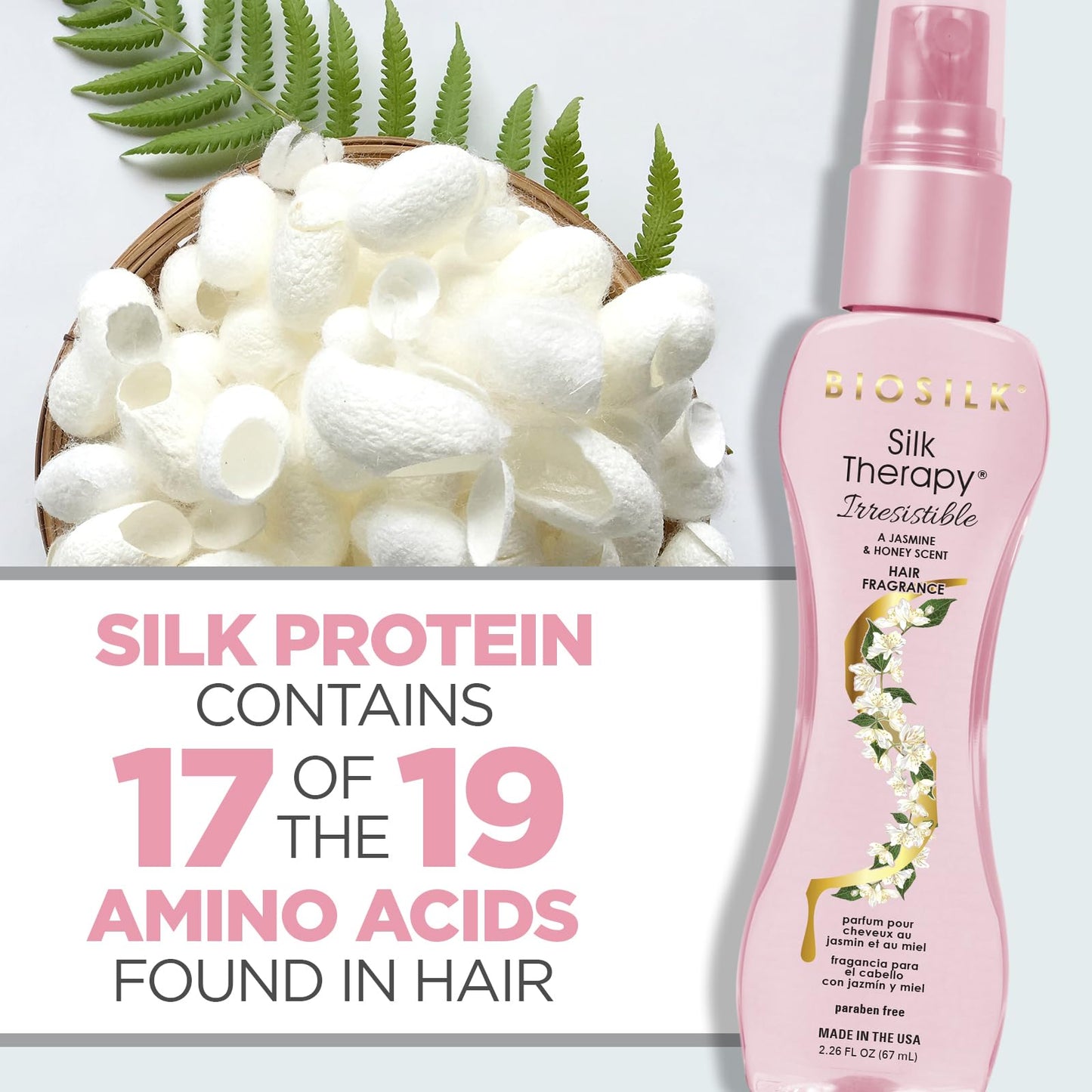 BioSilk Irresistible Collection Silk Therapy Hair Fragrance 2.26oz. Jasmine & Honey Scent, 2.26 ounces Beauty & Personal Care BioSilk