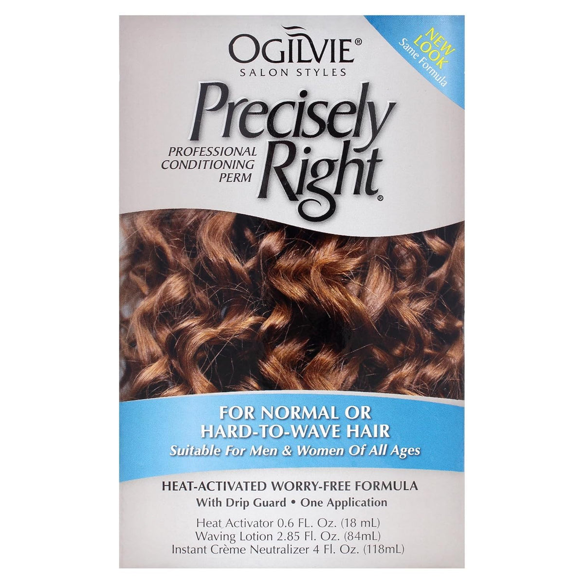 Ogilvie Salon Styles Precisely Right Professional Conditioning Home Perm Kit for Men & Women - For Normal or Hard-to-wave Hair - Heat-activated