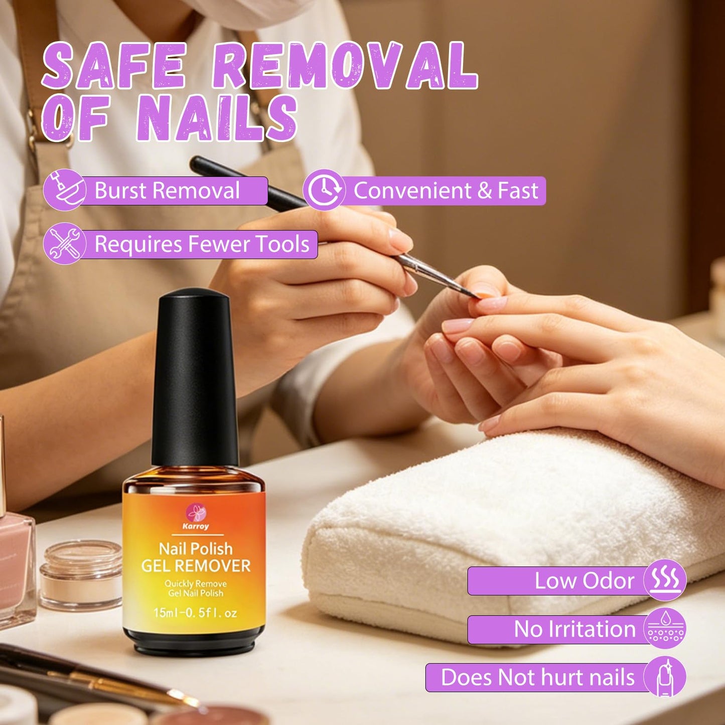 Gel Nail Polish Remover 15ml, Easily Remove Polish in 3min, No Soaking or Wrapping, Professional Nail Remover (15ml Remover & 8ml Oil Set) Beauty and Personal Care Karroy