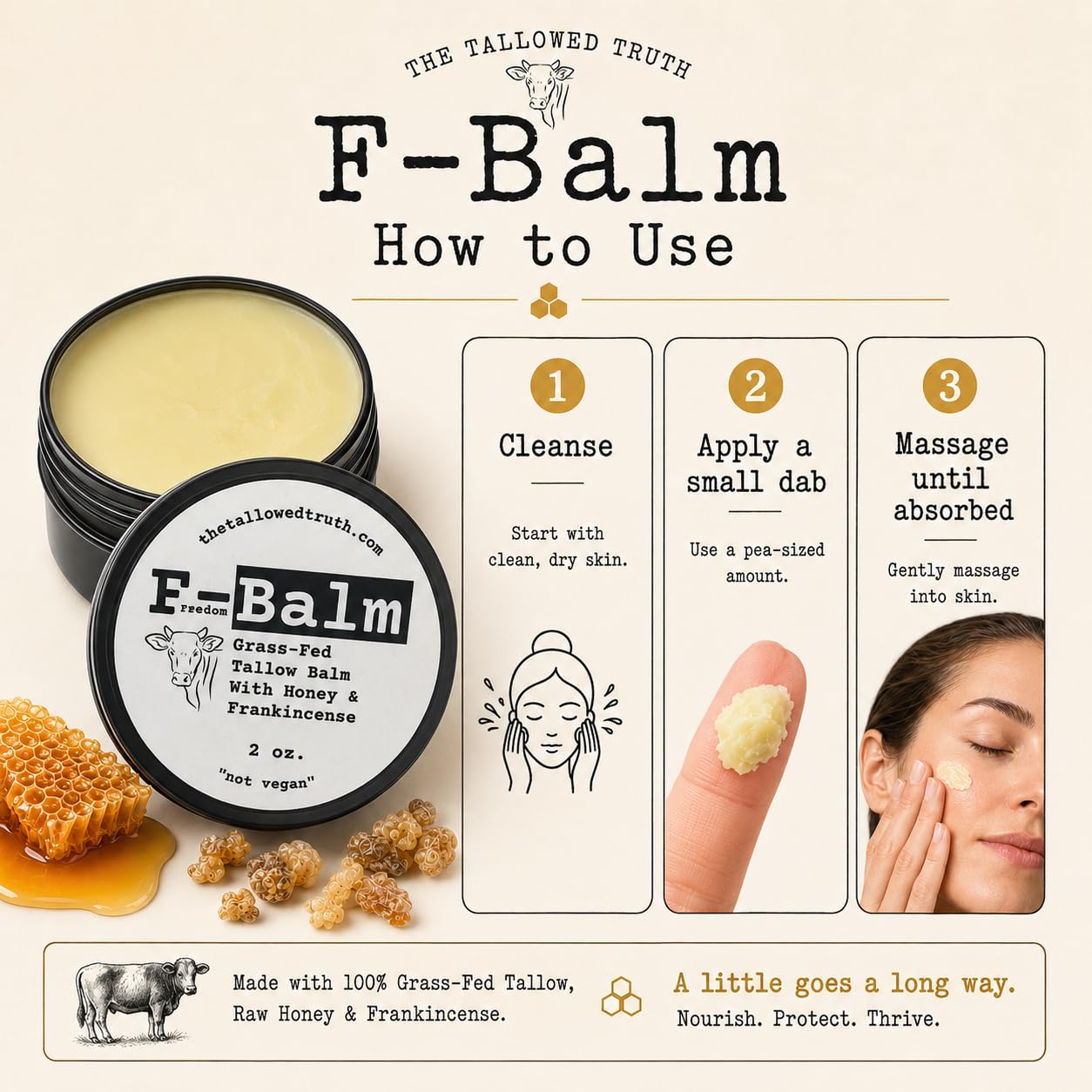Tallowed Truth Original Tallow Balm - Grass-Fed Beef Tallow for Skin & Face - 5 Ingredient Moisturizer - 2 oz - Tallow Face Cream Made in Canada Beauty & Personal Care The Tallowed Truth