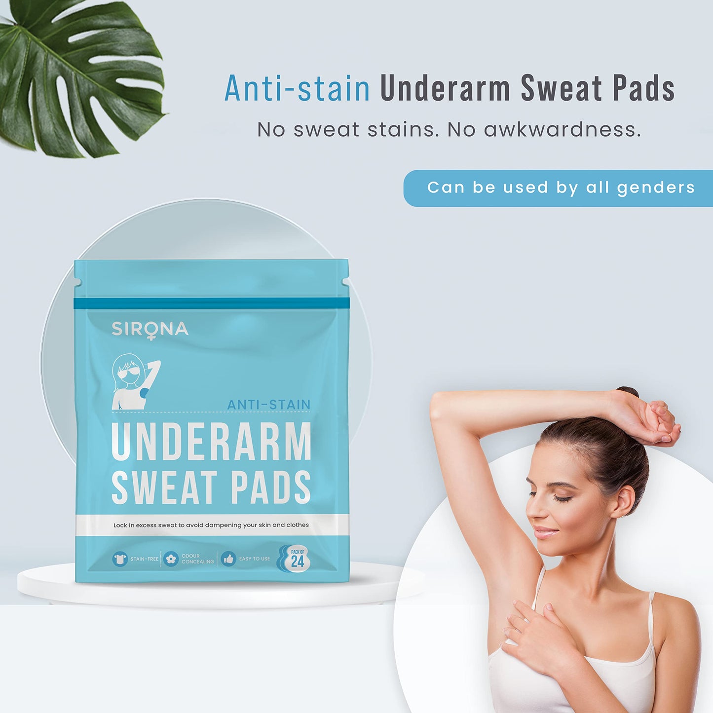 Sirona Disposable Underarm Sweat Pad - 24 Pad, Antiperspirant Absorbent Odour Blocker Pads Armpit Dress Shields - Anti Sweat Arm Pits Pads For Women Beauty and Personal Care Sirona