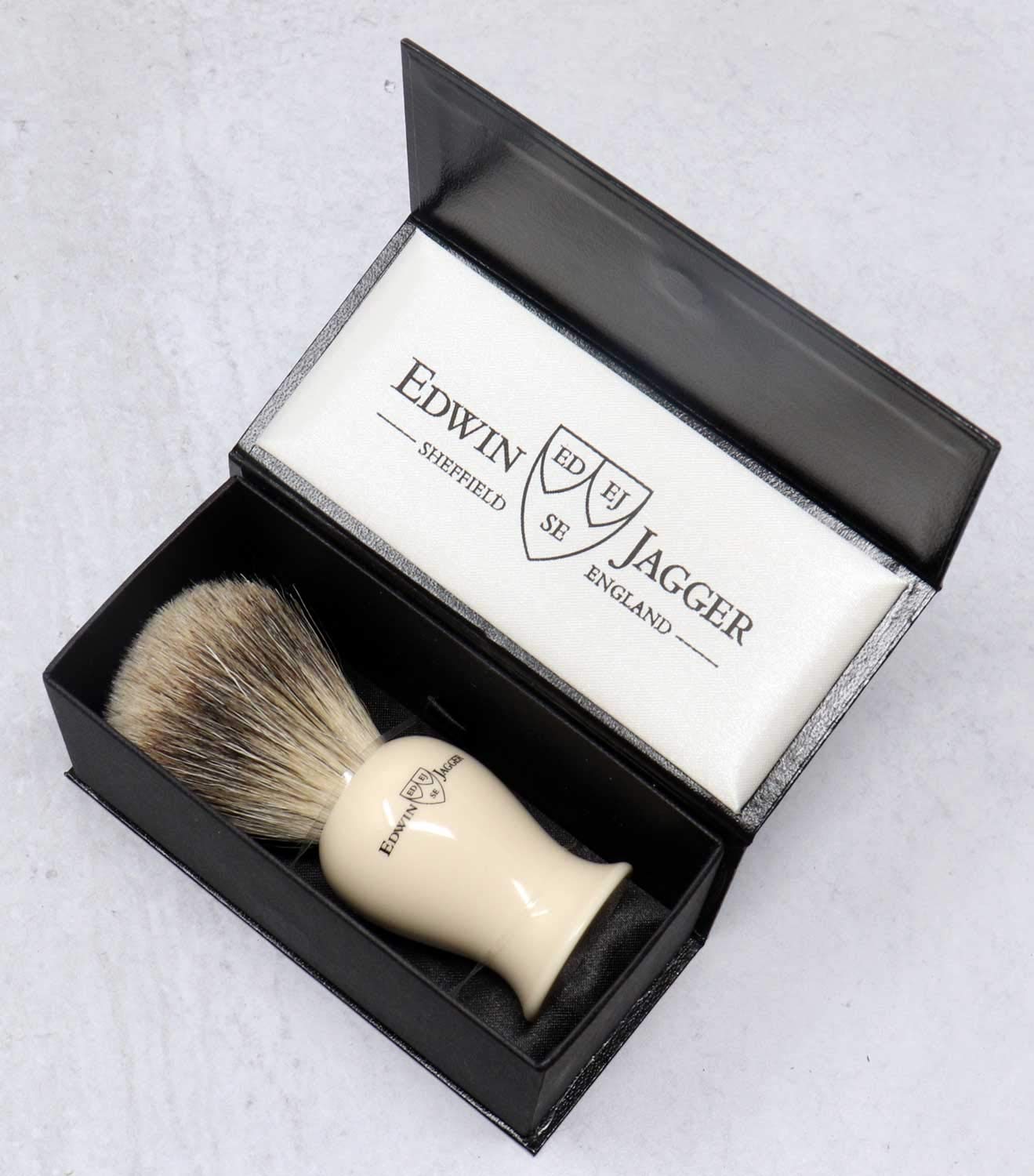 Edwin Jagger Medium Plaza Shaving Brush- Best Badger (Imitation Ivory) Beauty and Personal Care Edwin Jagger