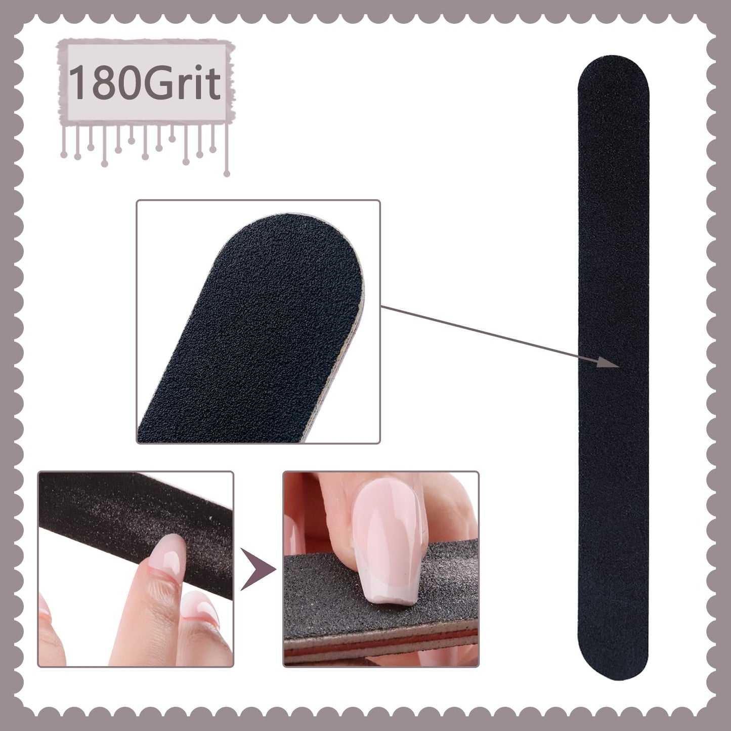Nail File and Buffer Block, Professional Manicure Tools Kits, 100/180 Grit, Black Nail Pedicure File and Sanding Buffing Grinding Plisher File Beauty and Personal Care LNAUJS