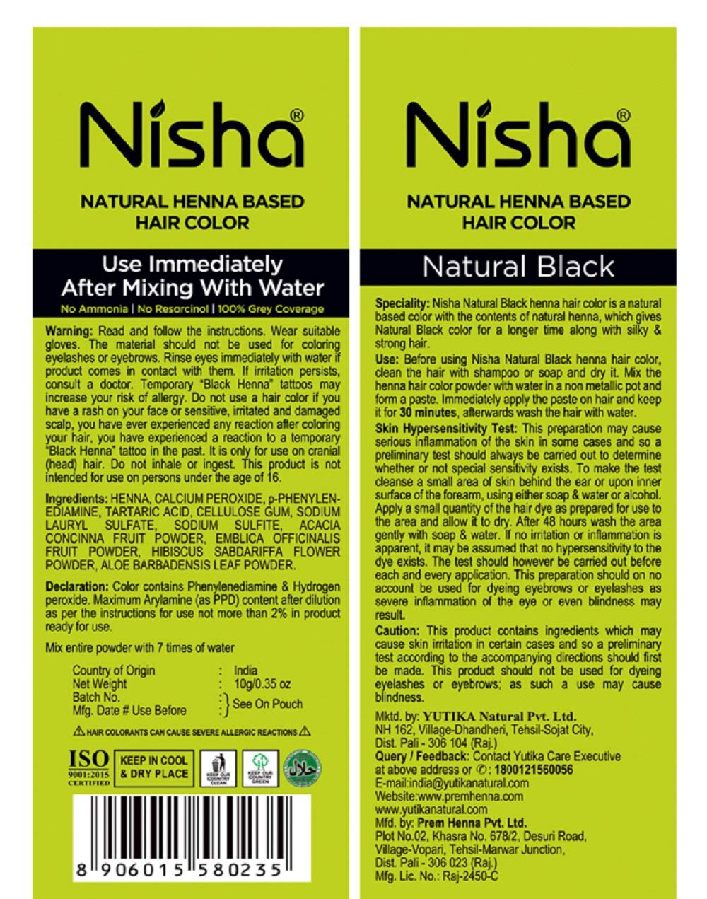 Nisha Henna Based Color Dye For Hair (0.3 Ounce (Pack of 6), Natural Black) Beauty & Personal Care Nisha