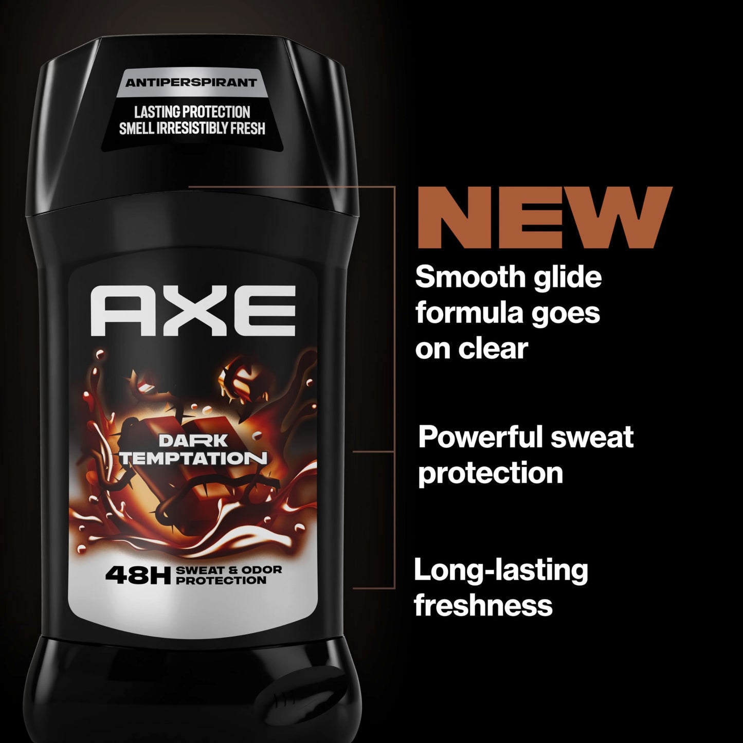AXE Antiperspirant Stick for Men Dark Temptation 48 Hour Sweat and Odor Protection for Long Lasting Freshness Smooth Dark Chocolate Scent Men's Beauty and Personal Care AXE