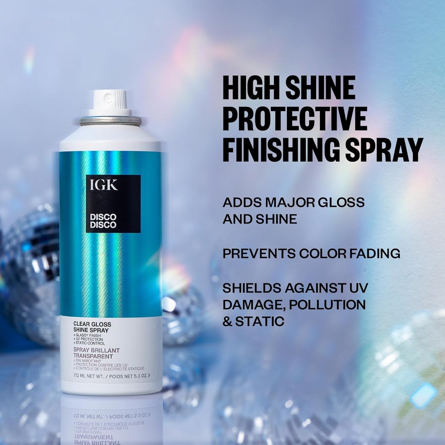 IGK Disco Disco Clear Gloss Hair Shine Spray | Full + Travel Size | Lightweight, High-Shine Finishing Hair Spray | 5.3 + 2.1 oz (Pack of 2) Beauty & Personal Care IGK