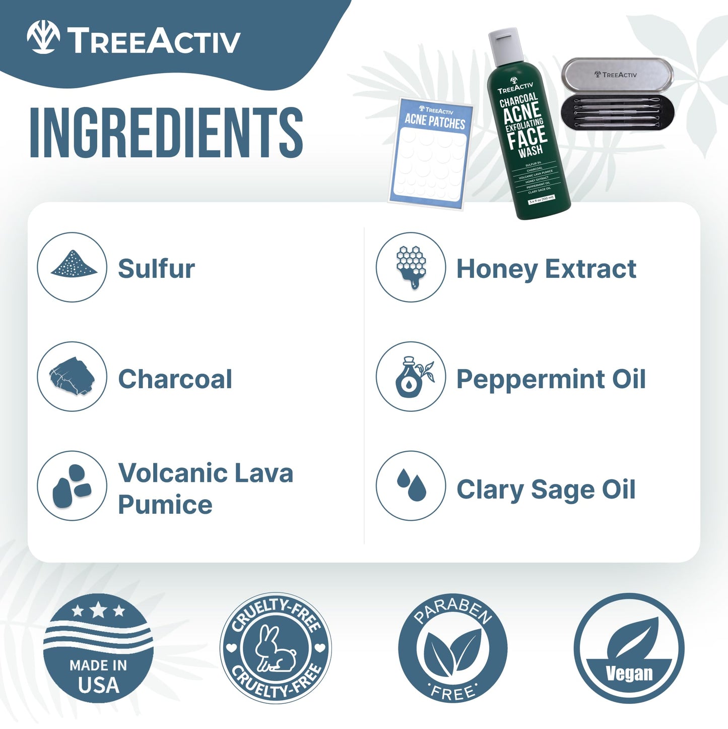 TreeActiv Pimple Popper Tool Kit with Face Wash and Acne Patches, Professional Blackhead Remover Tools Facial Kit, Stainless Steel Blackhead Extractor Beauty & Personal Care TreeActiv