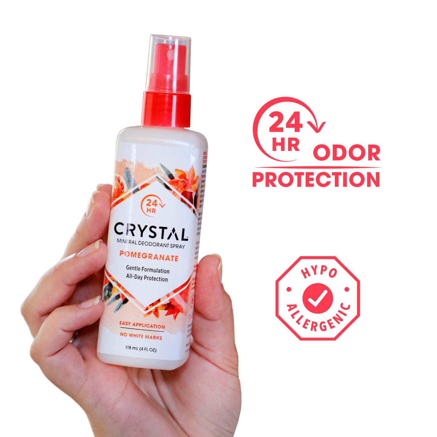 CRYSTAL Mineral Deodorant Spray- Body Deodorant With 24-Hour Odor Protection, Non-Staining Pomegranate Spray, Aluminium Chloride & Paraben Free, 4 FL Beauty and Personal Care Crystal Essence