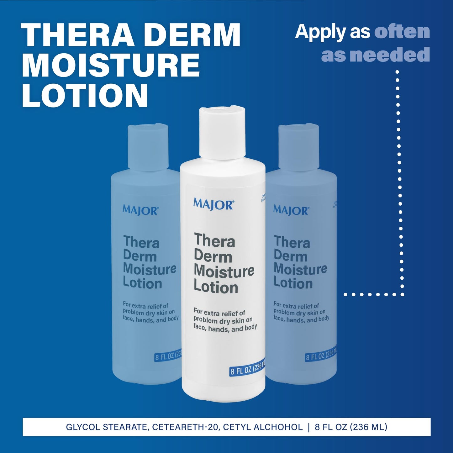 MAJOR Thera Derm Moisture Lotion - Helps Offer Dry Skin Relief on Face, Body, and Hands - 8 Fl Oz (3 Pack) Beauty & Personal Care MAJOR