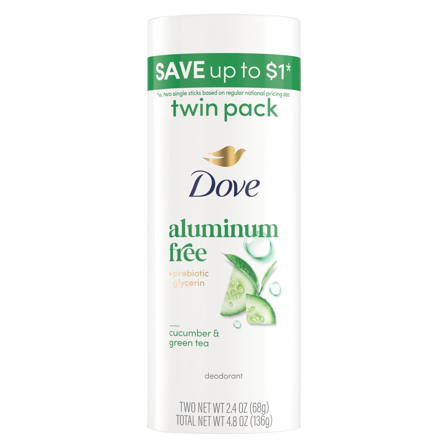 Dove Deodorant Stick 2 pk Cucumber & Green Tea for 72 Hour Odor Protection Aluminum Free 2.4 oz Beauty and Personal Care Dove