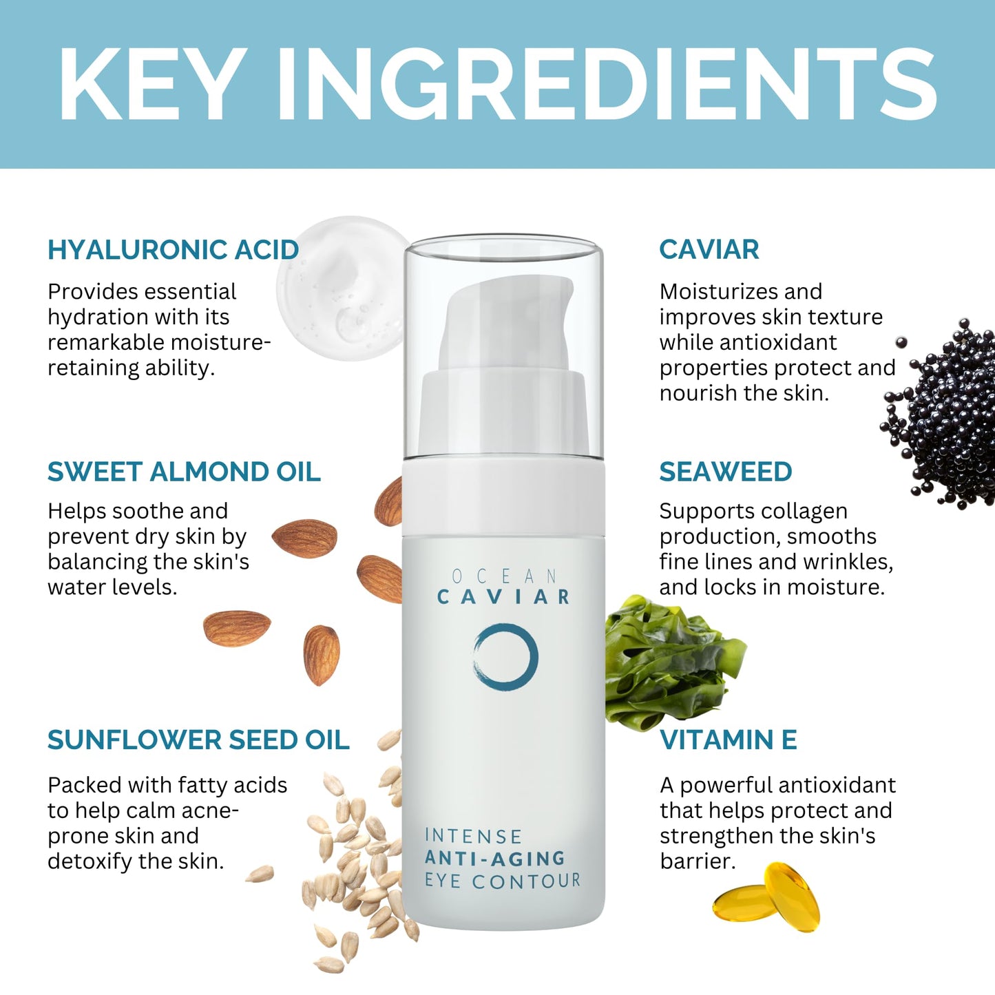 Noche Y Dia Caviar Eye Contour for Mature Skin - Made in Spain - Anti Aging Cream with Hyaluronic Acid - Targets Wrinkles, Bags, Puffiness, Circles Beauty & Personal Care Noche Y Dia