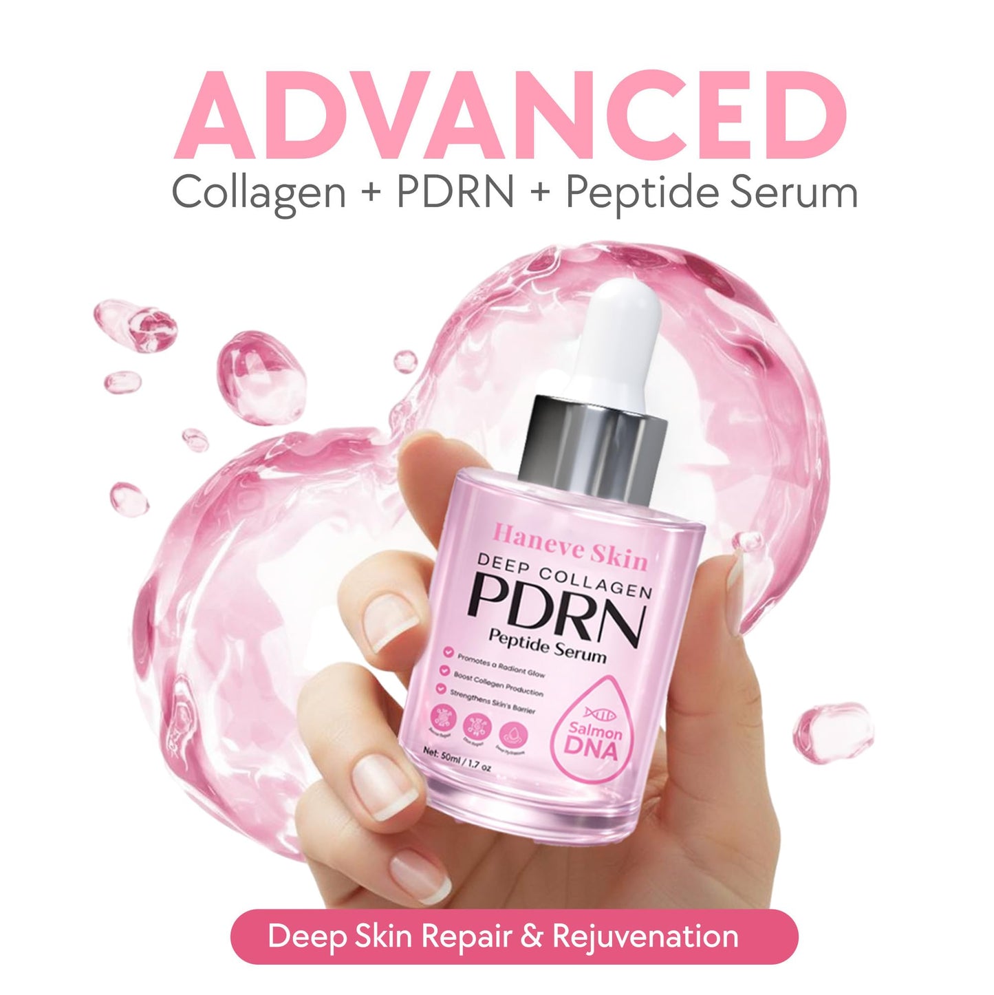 Haneve Skin PDRN Serum (50ml/1.69oz - 67% More) - Salmon DNA Peptide Face Serum with Niacinamide, Hydrolyzed Collagen - Anti-Aging, Firming, Hydrating Beauty & Personal Care Haneve Skin