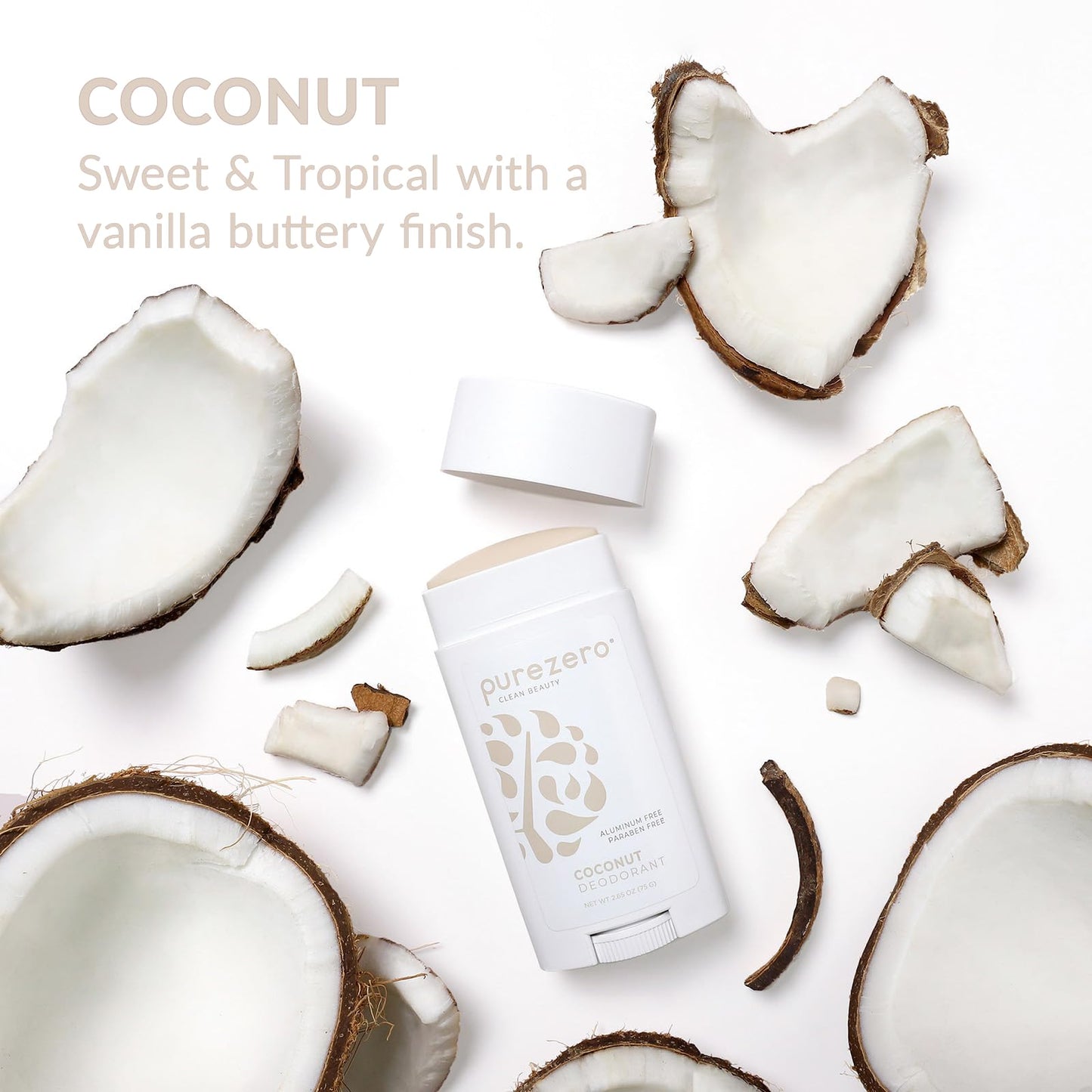 Purezero Deodorant - COCONUT - Aluminum & Paraben Free with Baking Soda and 24-Hour Odor Protection - For Women & Men - Infused with Shea Butter Beauty and Personal Care Purezero