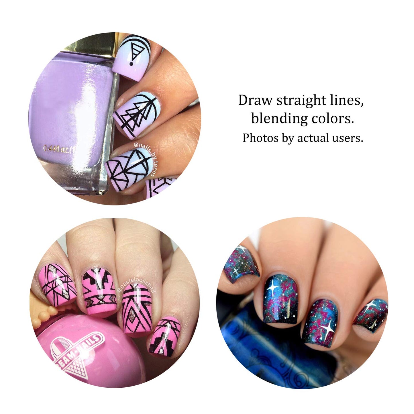 Winstonia Super Fine Nail Art Brush Set for Thin Lines, Tiny Details, Fine Drawing, Delicate Coloring. 3 pcs Brushes Kit - BERRY WINE Beauty & Personal Care Winstonia