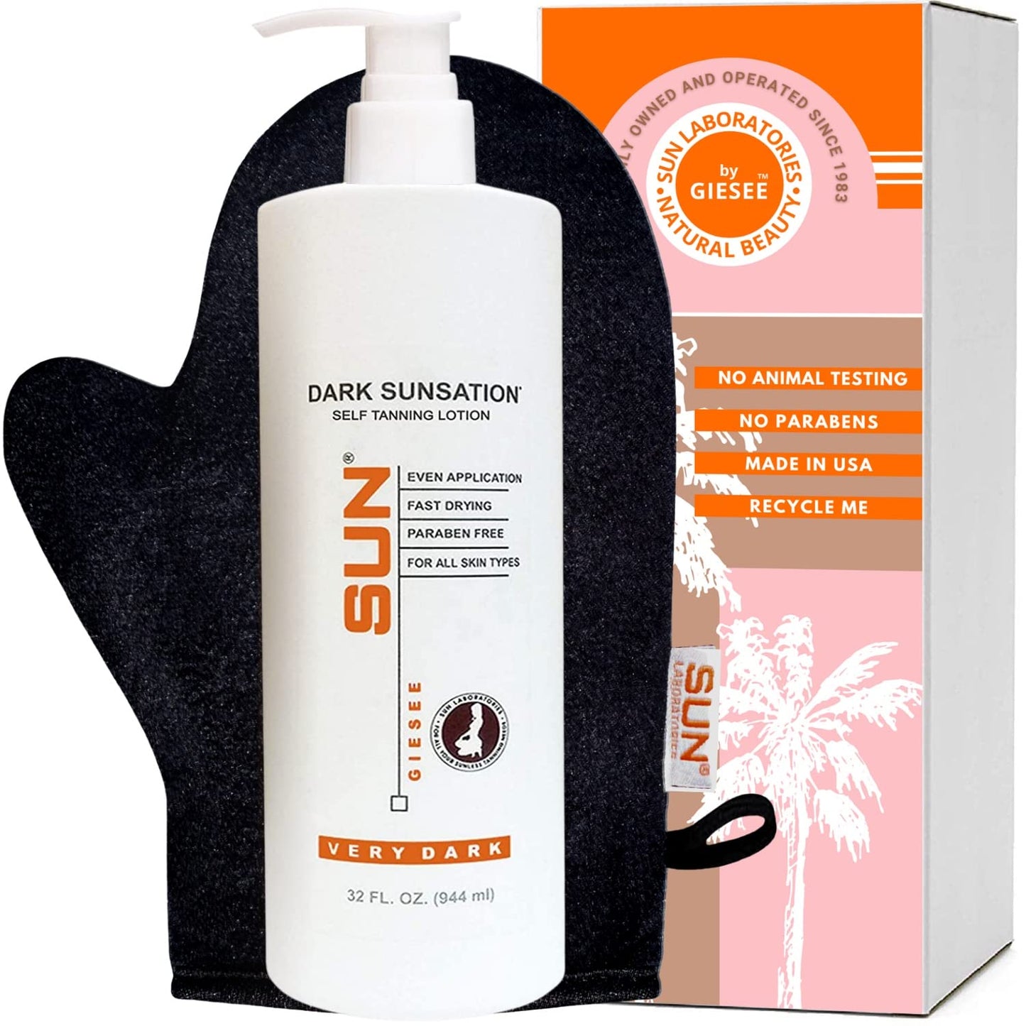 Sun Laboratories By Giesee Dark Sunsation Self Tanner Lotion With Tanning Mitt - Very Dark Sunless Self Tanning Lotion, Instant Organic Sun Self Beauty & Personal Care Sun Laboratories by Giesee