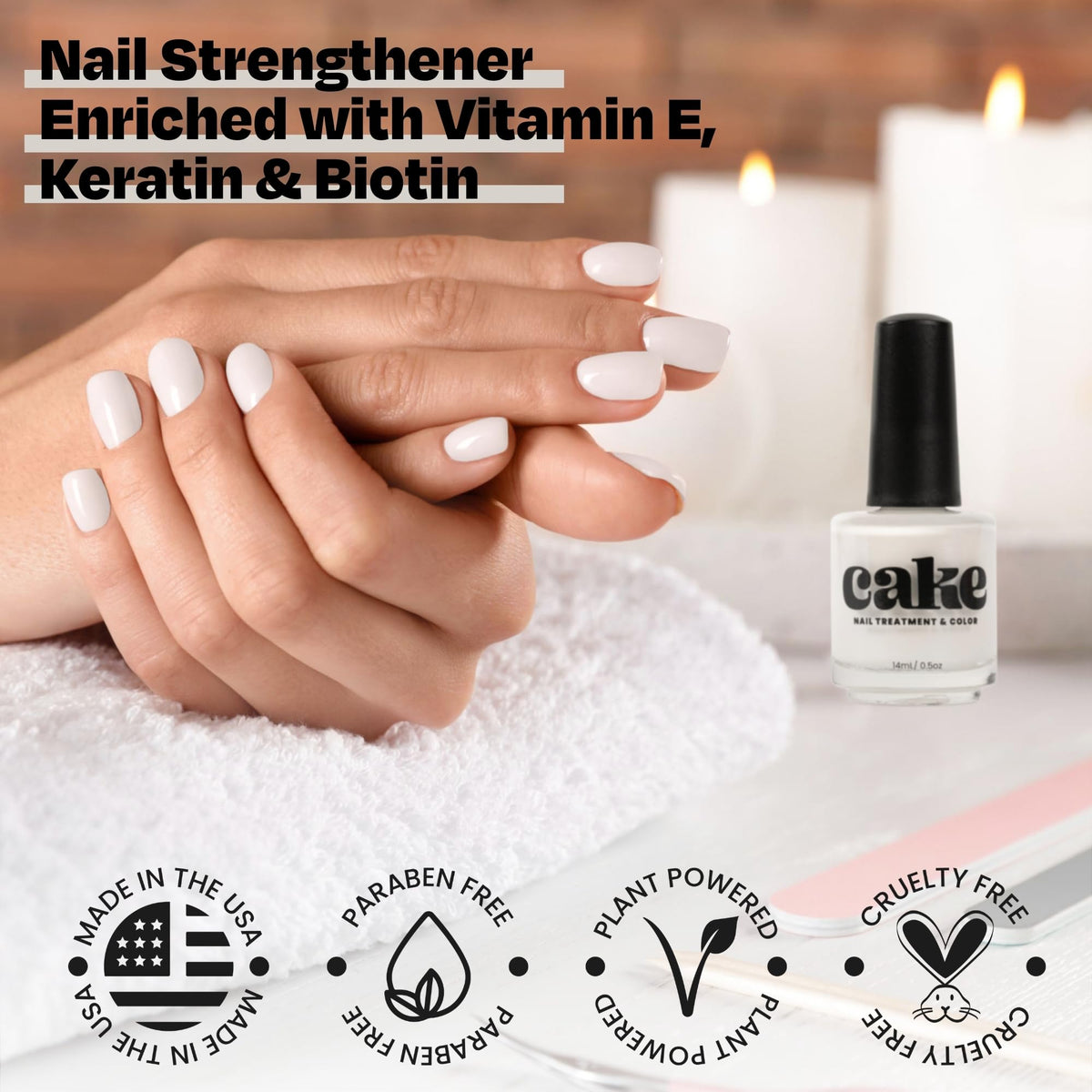 CAKE Fingernail Polish, Nail Repair Kit for Split Natural Nail, Nail Strengthener and Growth, Nail Repair for Damaged Nails, Natural Nail Polish, Nail