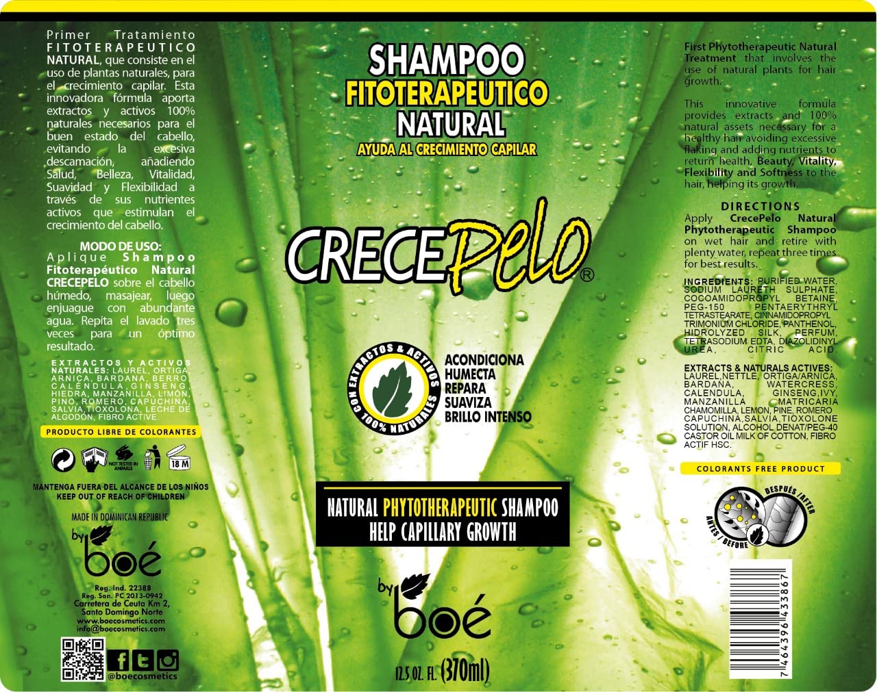 Crece Pelo Natural Hair Growth Duo - Phytotherapeutic Shampoo & Rinse Combo Set - Boosts Growth, Strength & Shine - Plant-Based Formula Beauty & Personal Care BOÉ COSMETICS