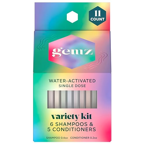 Gemz Shampoo & Conditioner Variety Kit, Water-Activated Single-Dose Solid Hair Care, Shampoos and Conditioners Travel-Size Set, 11-count Beauty & Personal Care gemz