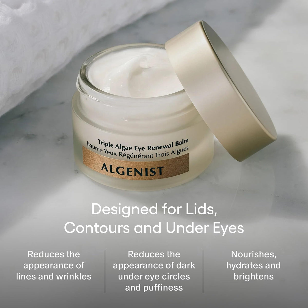 Algenist Triple Algae Eye Renewal Balm - Hydrating Vegan Eye Cream with Caffeine, Alguronic Acid & Peptides to Help Reduce Dark Circles, Puffiness