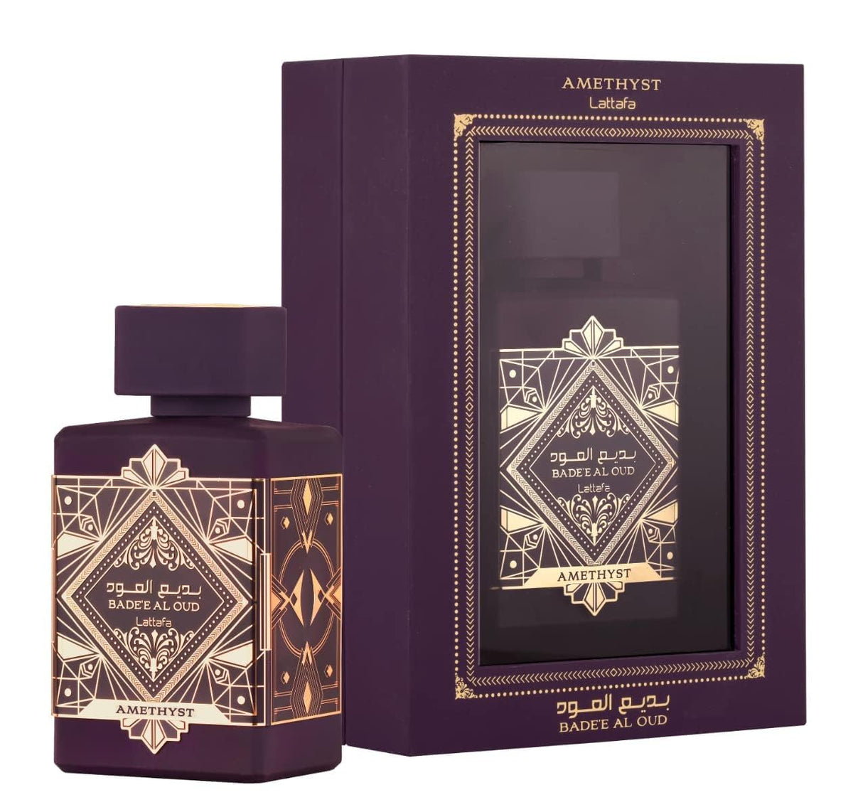 Lattafa Bade'e Al Oud 2-Piece Set for Unisex, (3.4 Oz Amethyst Eau De Parfum Spray + 3.4 Oz Oud for Glory Eau De Parfum Spray) Beauty & Personal Care Lattafa