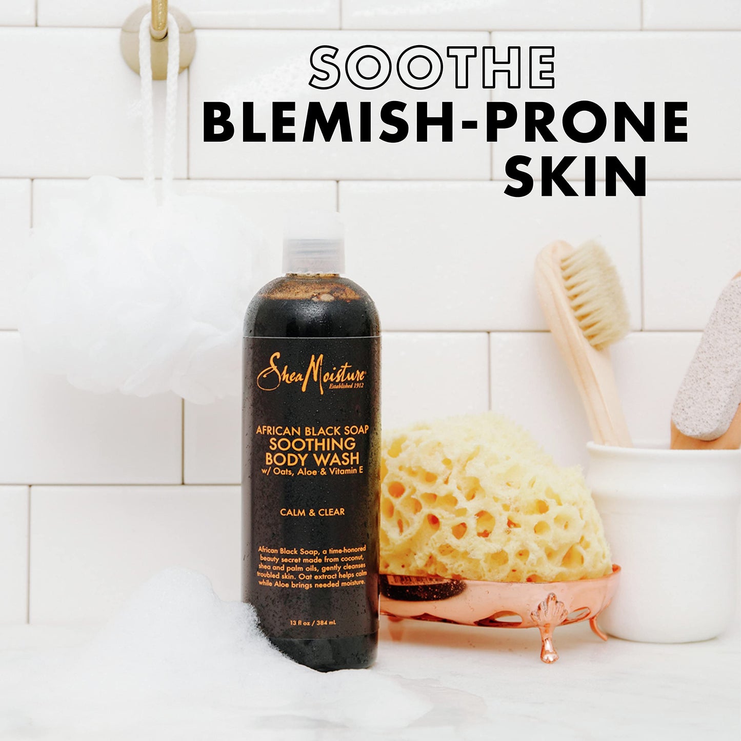 SheaMoisture Soothing Body Wash for Acne Treatment African Black Soap Paraben Free Body Wash 13 oz Beauty & Personal Care Shea Moisture