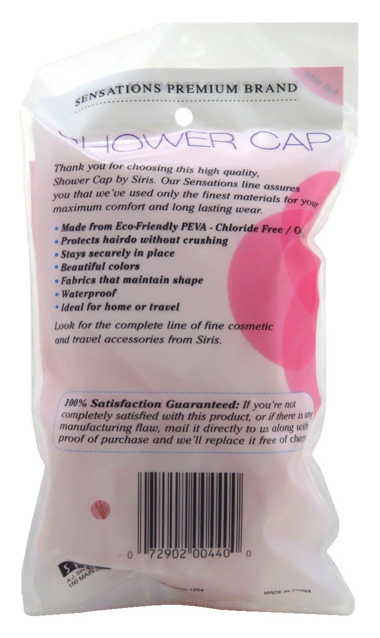 Siris Shower Cap Full Size Satin Lined Vinyl Assorted Clr (Pack of 3) Beauty & Personal Care Siris