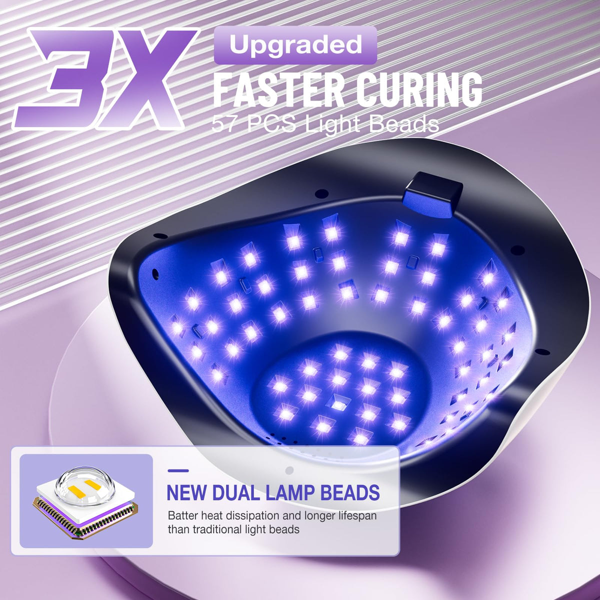 LadyMisty 268W UV LED Nail Lamp, 2026 Upgrade UV Light for Gel Nails with 57 Beads, Nail Dryer with 4 Timer Setting & LCD Touch Display, Professional
