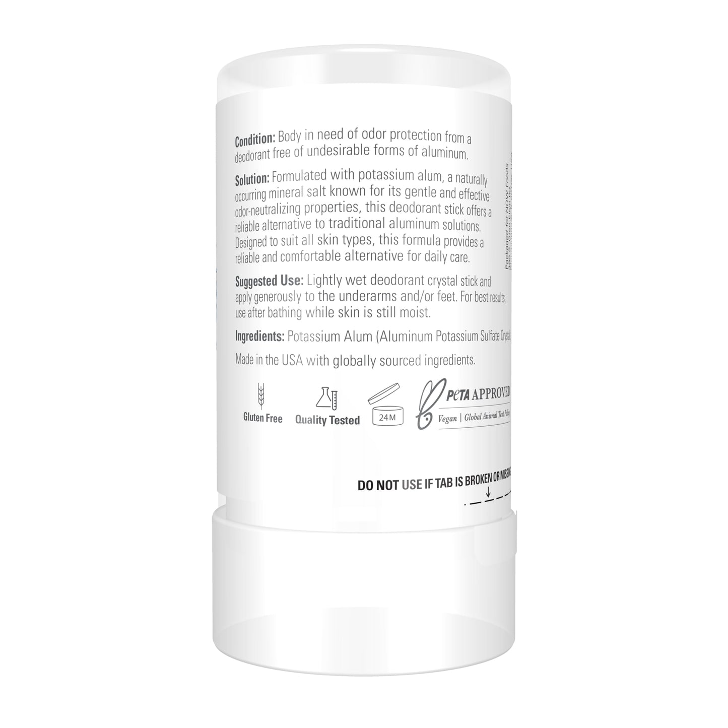 NOW Solutions, Nature's Deodorant Stick, Deodorant Stone, 100% Pure and Natural, Long-Lasting Body Odor Elimination, 3.5 oz. Beauty and Personal Care NOW Foods