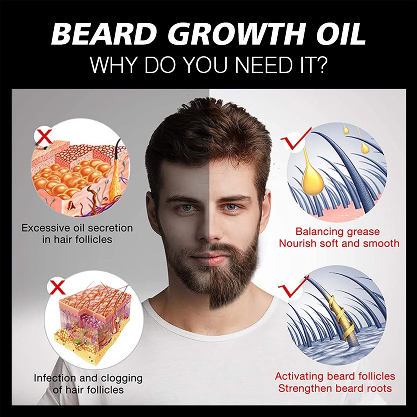 DISAAR Beauty Beard Growth Oil Daily Support Formula Moisturizing Roots Repair Damaged Hair 30ml / 1fl.oz Beauty and Personal Care DISAAR Beauty