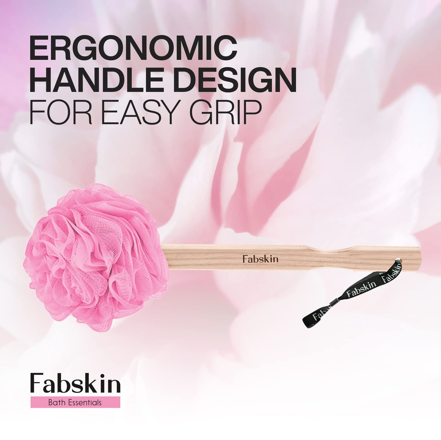 FABSKIN Luxury Back Bathing Loofah With Wooden Handle for Men and Women - Pack of 1 - Loofah For Back Bathing with handle - Back Bathing Loofah Brush Beauty and Personal Care FABSKIN