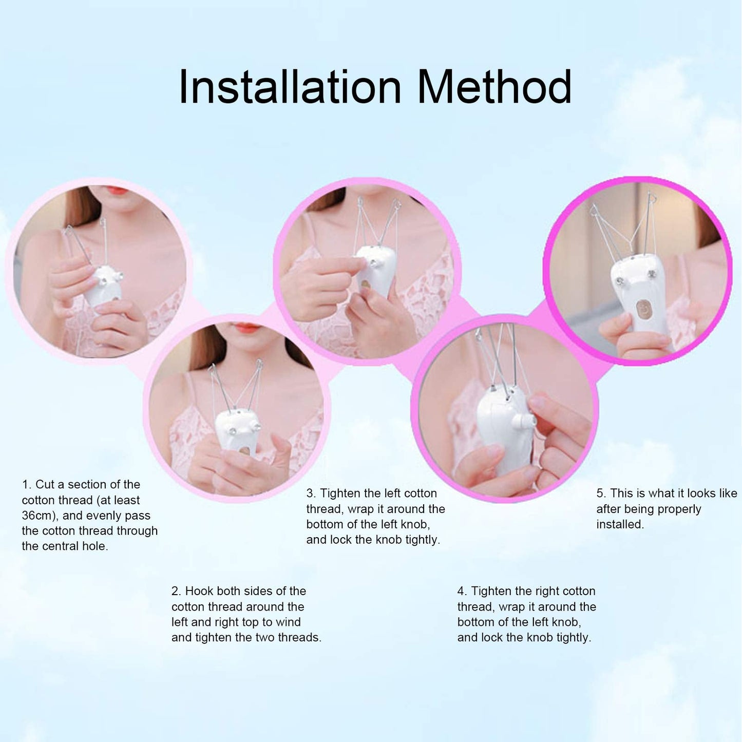 Threading Machine,Hair Removal for Face USB Rechargeable Cordless Epilator, Upper Lip, Chin, Body - Gentle, Long-Lasting Hair Removal Tool with Cotton Beauty and Personal Care Yosoo Health Gear