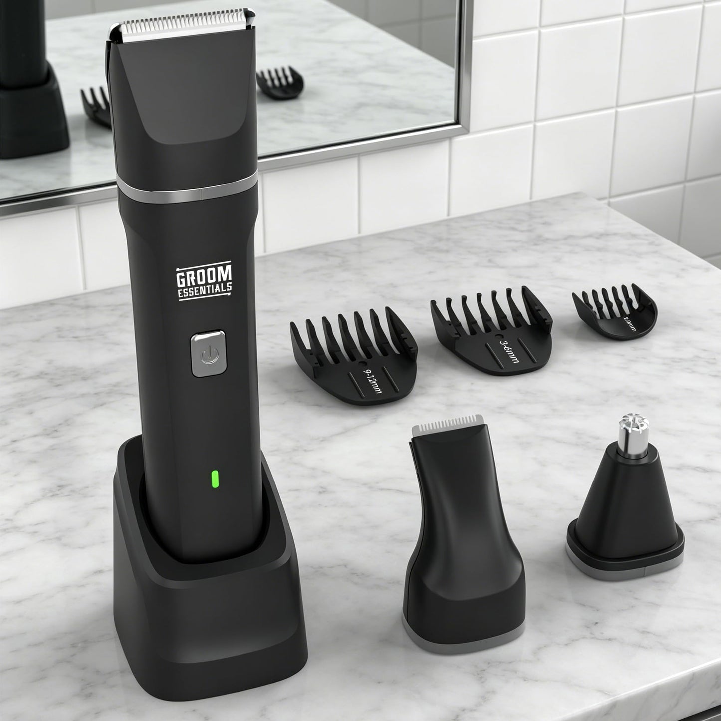 Groom Essentials Electric Trimmer for Men with Charging Dock, USB-C Cordless Wet & Dry Full Body Grooming Kit with Beard Trimmer, Nose Trimmer Beauty and Personal Care CHARGEWORX