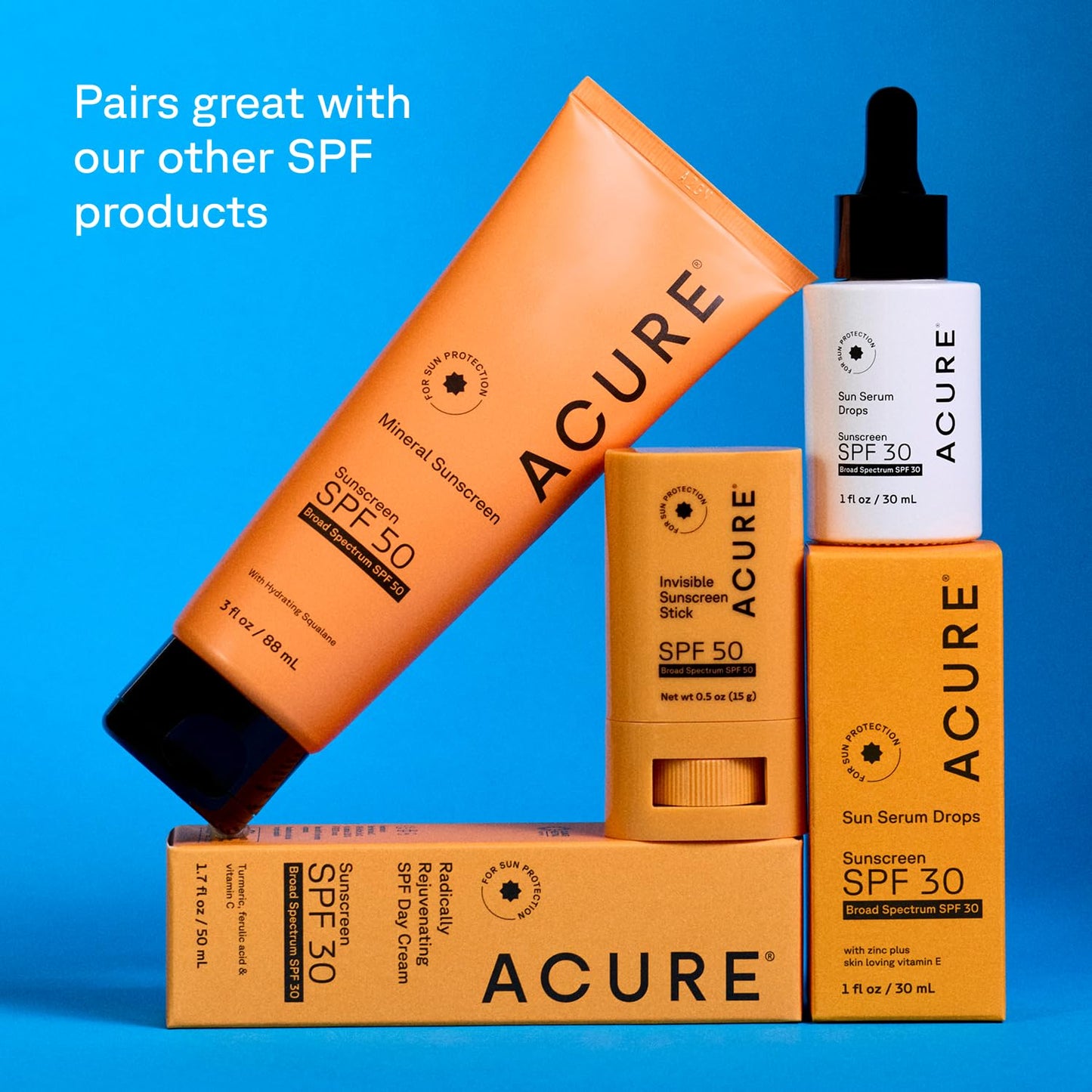 Acure Sun Serum Drops SPF 30 - Hydrating Sunscreen Serum & Reef-Safe Broad-Spectrum Protection, Skincare for Beauty Glow, Sheer UV Shield, Use Beauty & Personal Care Acure