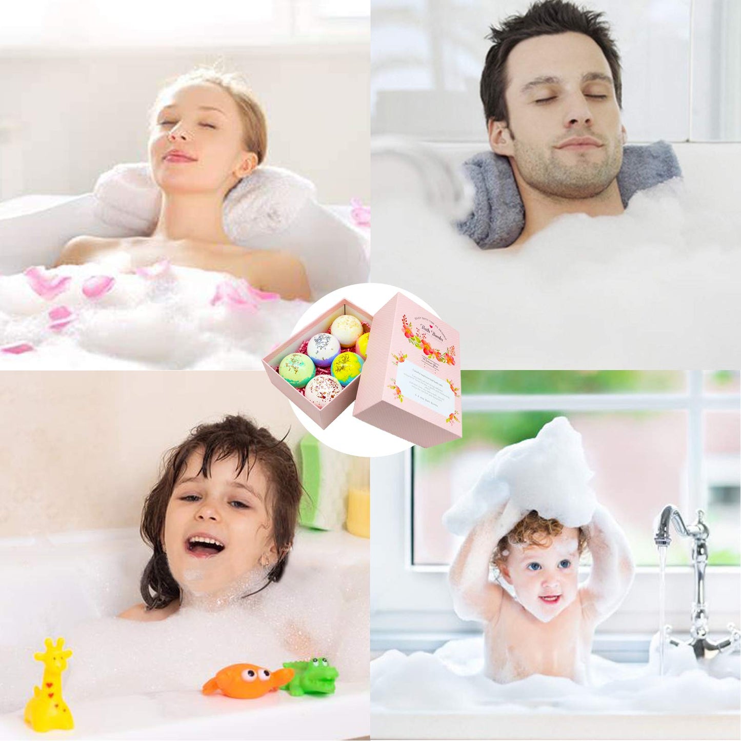 Bath Bombs, Bath Bomb Gift Set 6 x 4 OZ, Spa Bath for Christmas Valentines Birthday Gifts for Women, Kids, Wife, Moms (Tpye 03) Beauty and Personal Care JIAN YA NA