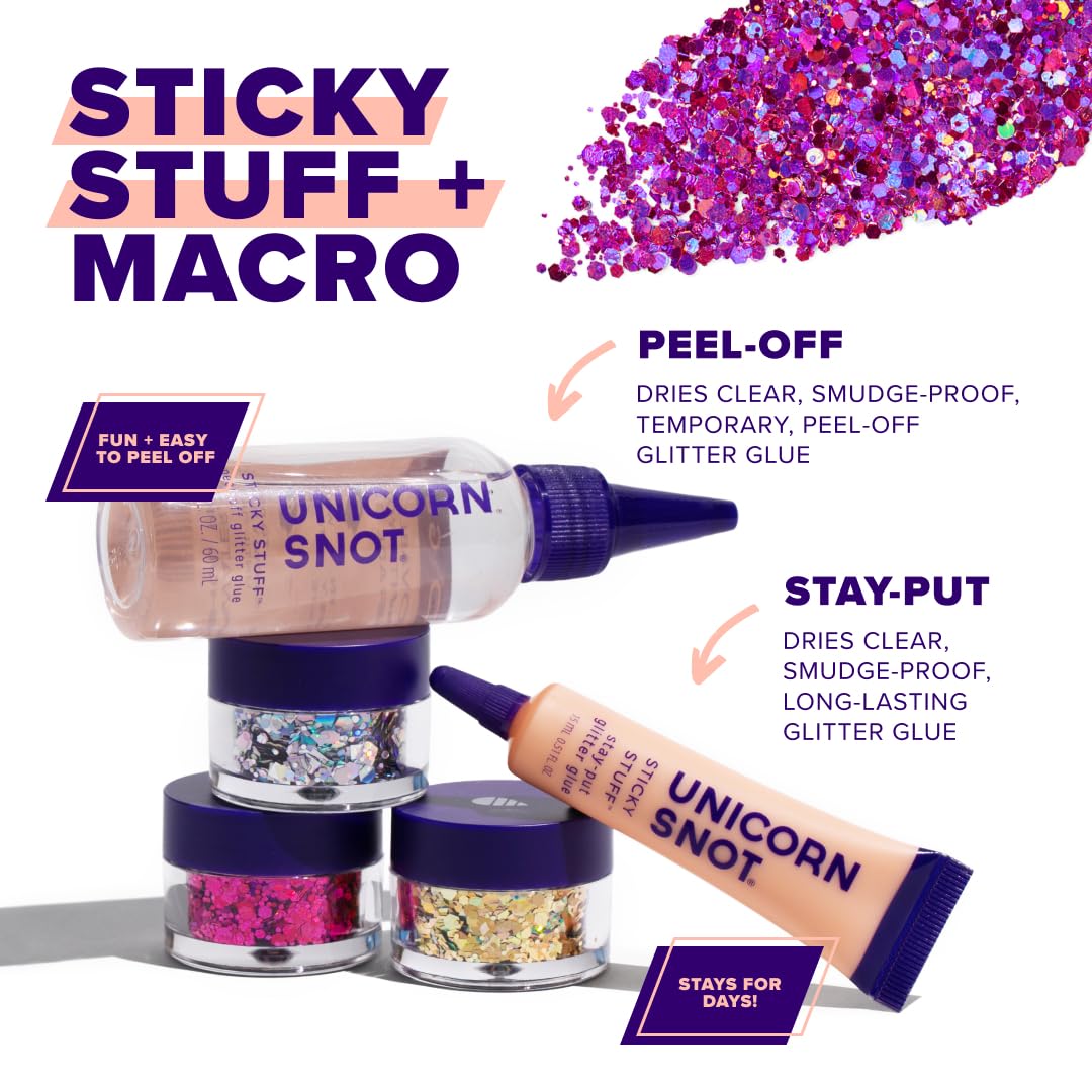 UNICORN SNOT Macro Face & Body Glitter | Cosmetic Grade Large-Particle Loose Glitter | Safe for Face, Easy Application & Removal - Zinnia (Pink) Beauty & Personal Care UNICORN SNOT