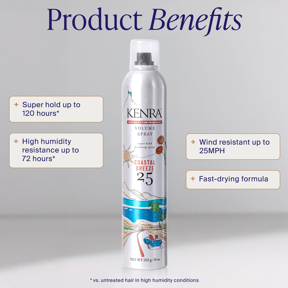 Kenra Professional Volume Spray 25 Coastal Breeze 50% | Super Hold Finishing & Styling Hairspray | Flake-free & Fast-drying | Wind & Humidity