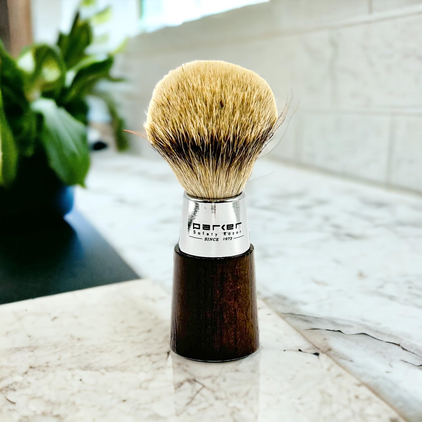 Parker Safety Razor Handmade Shaving Brush with 3-Band Silvertip Badger Bristles & Stand - Premium Walnut Wood & Chrome Handle - Luxury Wet Shave Tool Beauty and Personal Care Parker Safety Razor