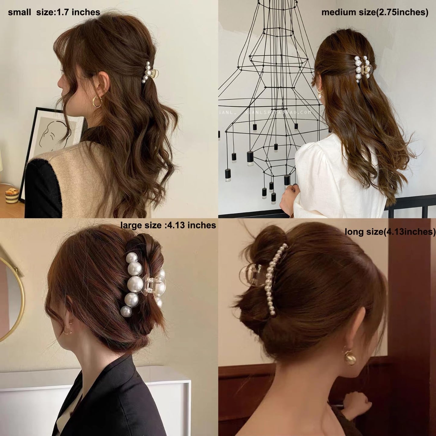 Hair Clips for Women, Large Pearl Hair Claw Clip Set Strong Hold No Slip, Banana Jaw Clip Barrettes, Hair Accessories Birthday Wedding Valentine's Day Beauty & Personal Care Agirlvct