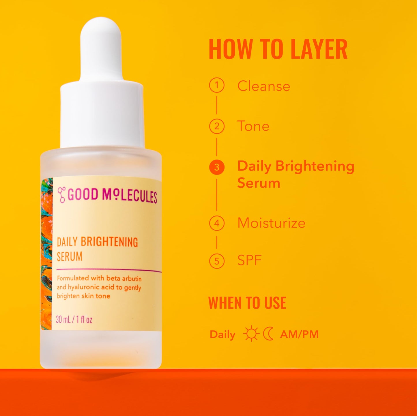 Good Molecules Daily Brightening Serum with Beta Arbutin 3% & Hyaluronic Acid - Brightening Serum for Dark Spots & Uneven Tone, Face Skincare, 1 fl oz Beauty and Personal Care Good Molecules
