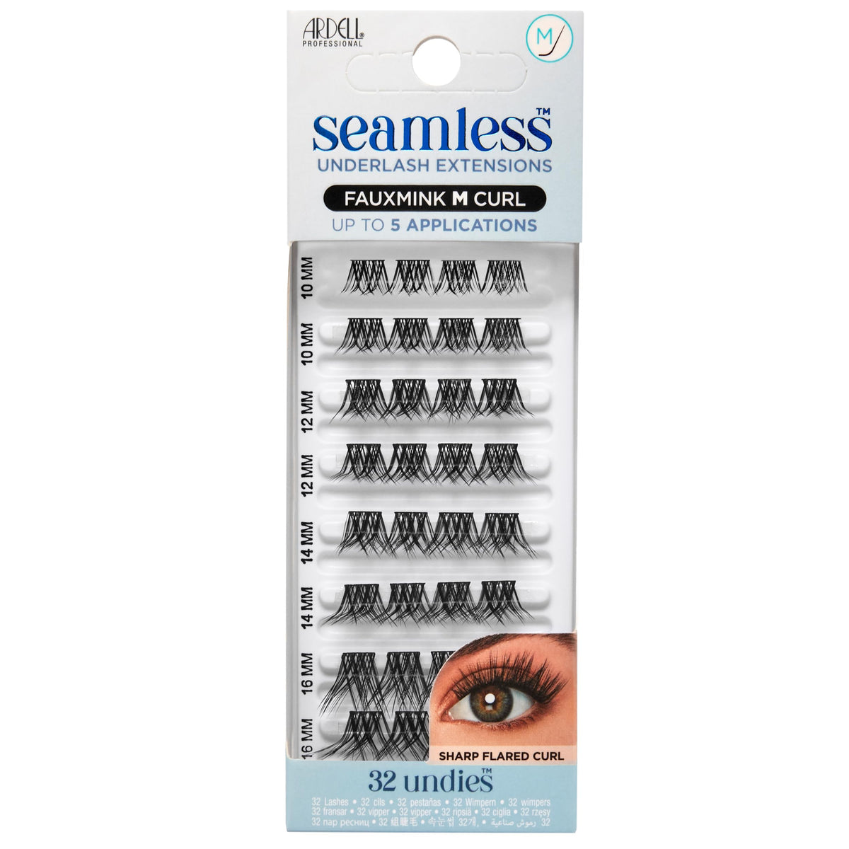 Ardell Seamless Underlash Lash Extensions Kit - Diy Lash Clusters, Eyelash Extension Kit, Fauxmink M Curl, Up To 5 Applications - 32 Count, 1-Pack