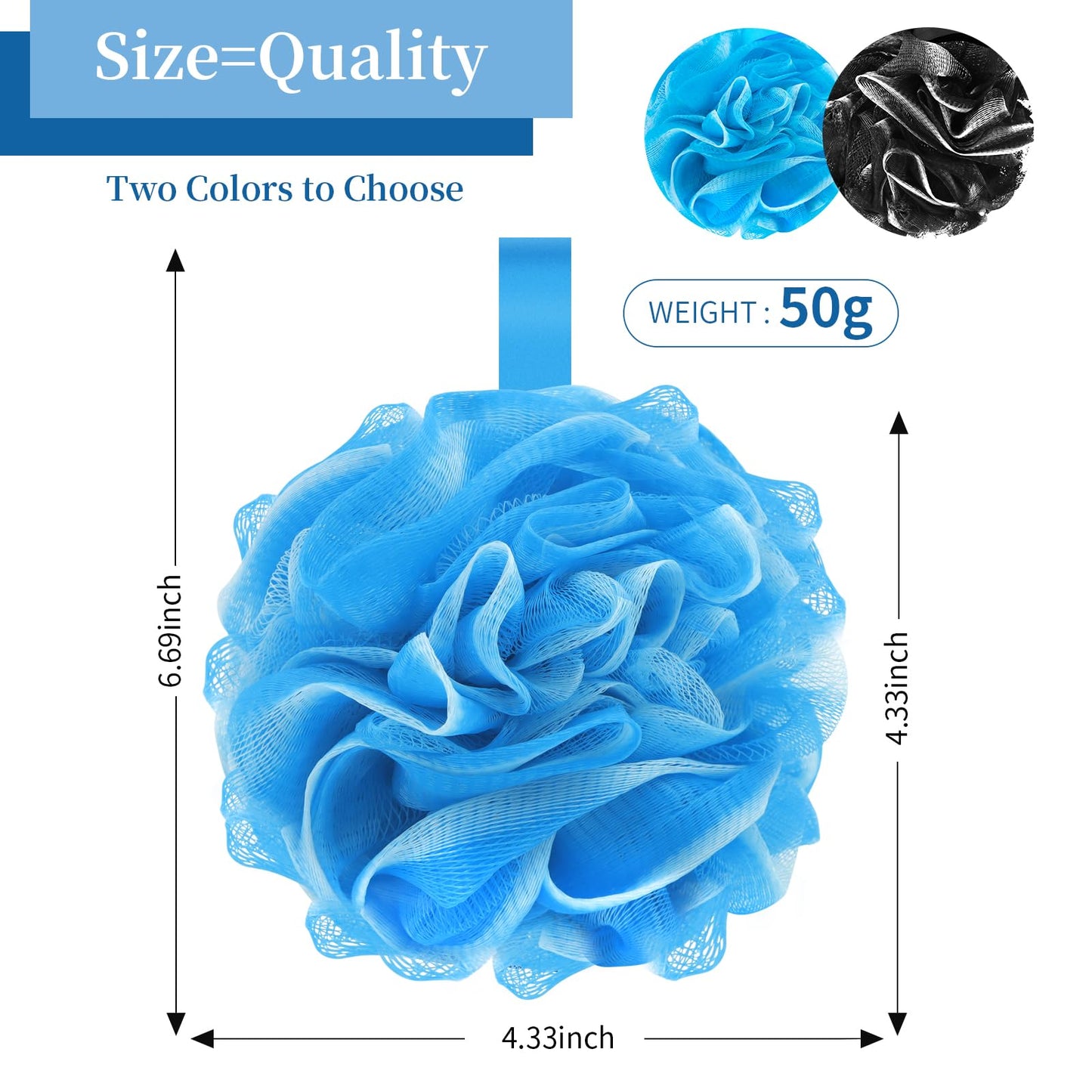 FARMOGA Bath Loofah Sponge Body Scrubber Shower Sponge Exfoliating Mesh Pouf Shower Ball Bath Sponges for Women and Men Bathing Accessories (4Pack 50G Beauty and Personal Care Farmoga