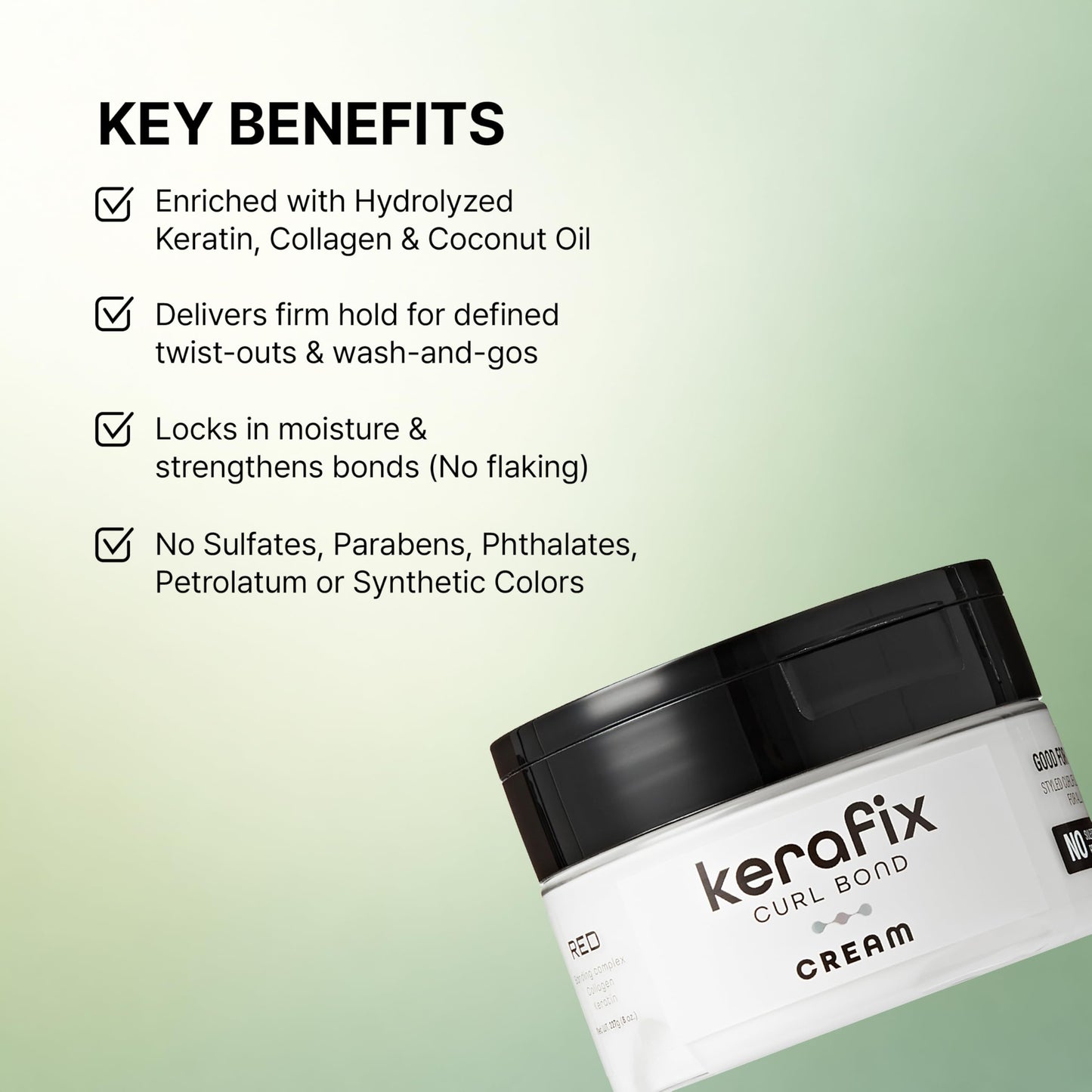 Red by Kiss Kerafix Curl Bond Cream (8 Oz), Curl Defining Cream for Curly Hair & All Textures, Anti-Frizz Bond Repair Enhance Shape, Boost Shine Beauty & Personal Care Red by Kiss