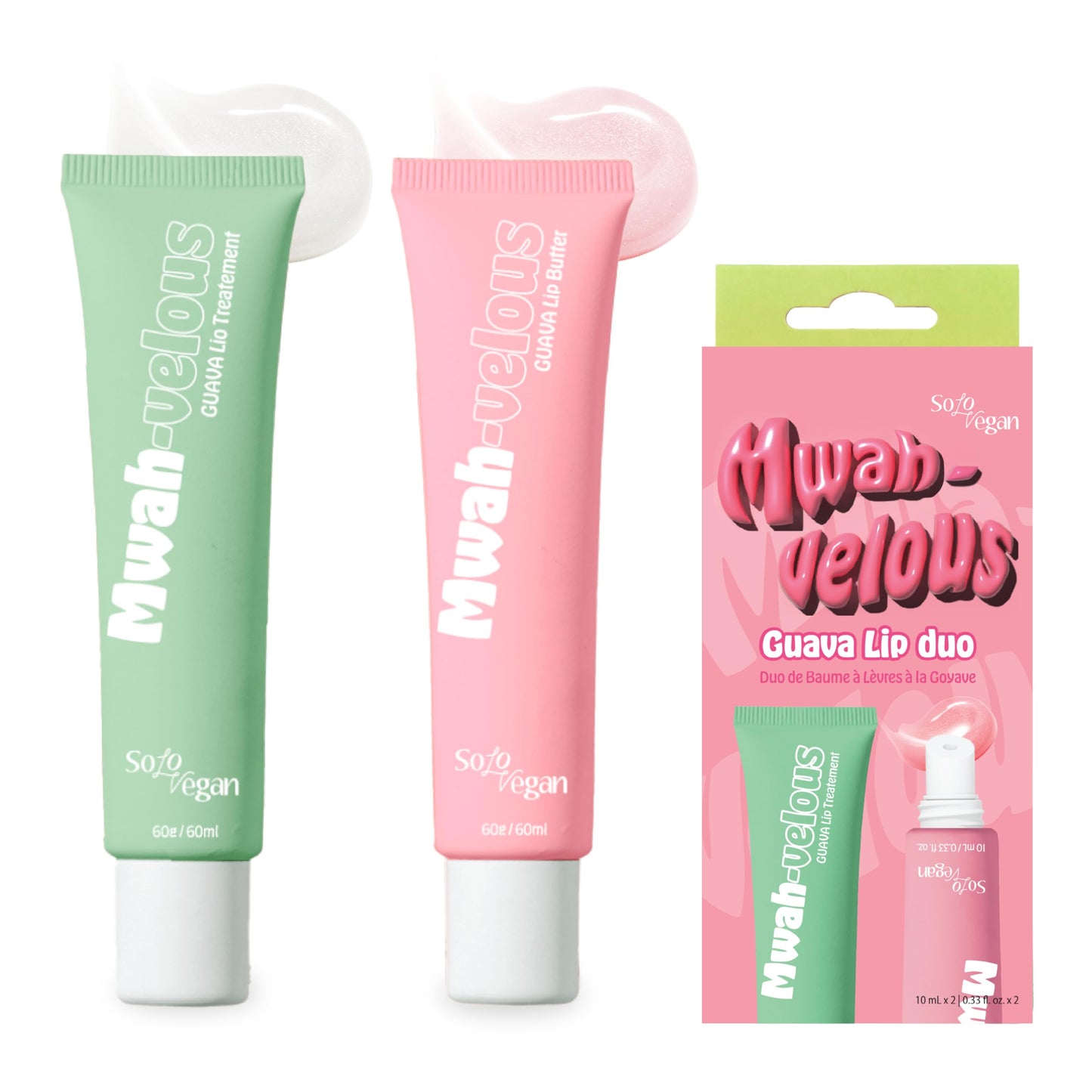 SoloVegan Mwah-velous Guava Lip Duo for Day & Night - Hydrating Lip Butter with Rosehip Oil, Guava & Nourishing Lip Treatment with Hyaluronic Acid Beauty and Personal Care SoloVegan