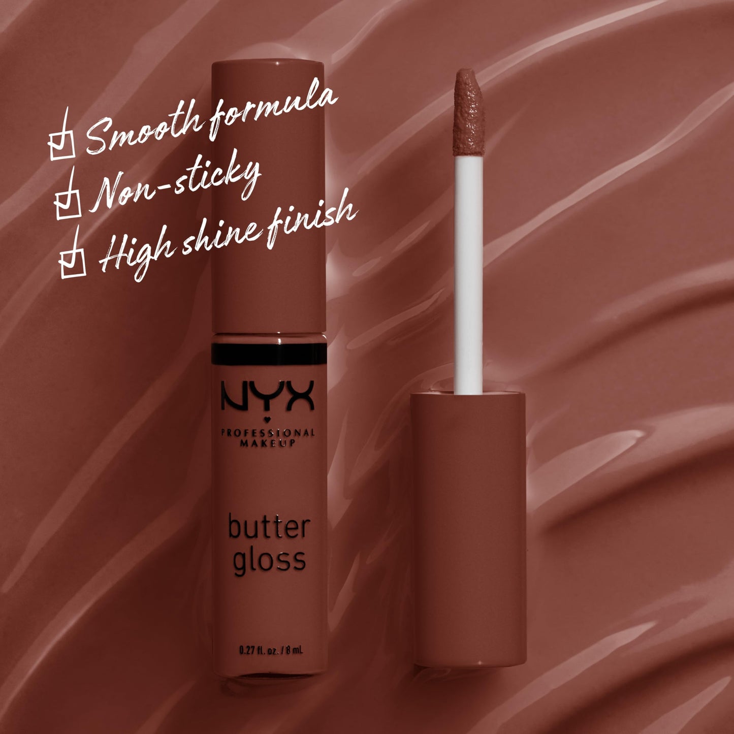 NYX PROFESSIONAL MAKEUP Butter Gloss Brown Sugar, Non-Sticky Lip Gloss - Brownie Drip (Deep Brown) Beauty & Personal Care NYX PROFESSIONAL MAKEUP