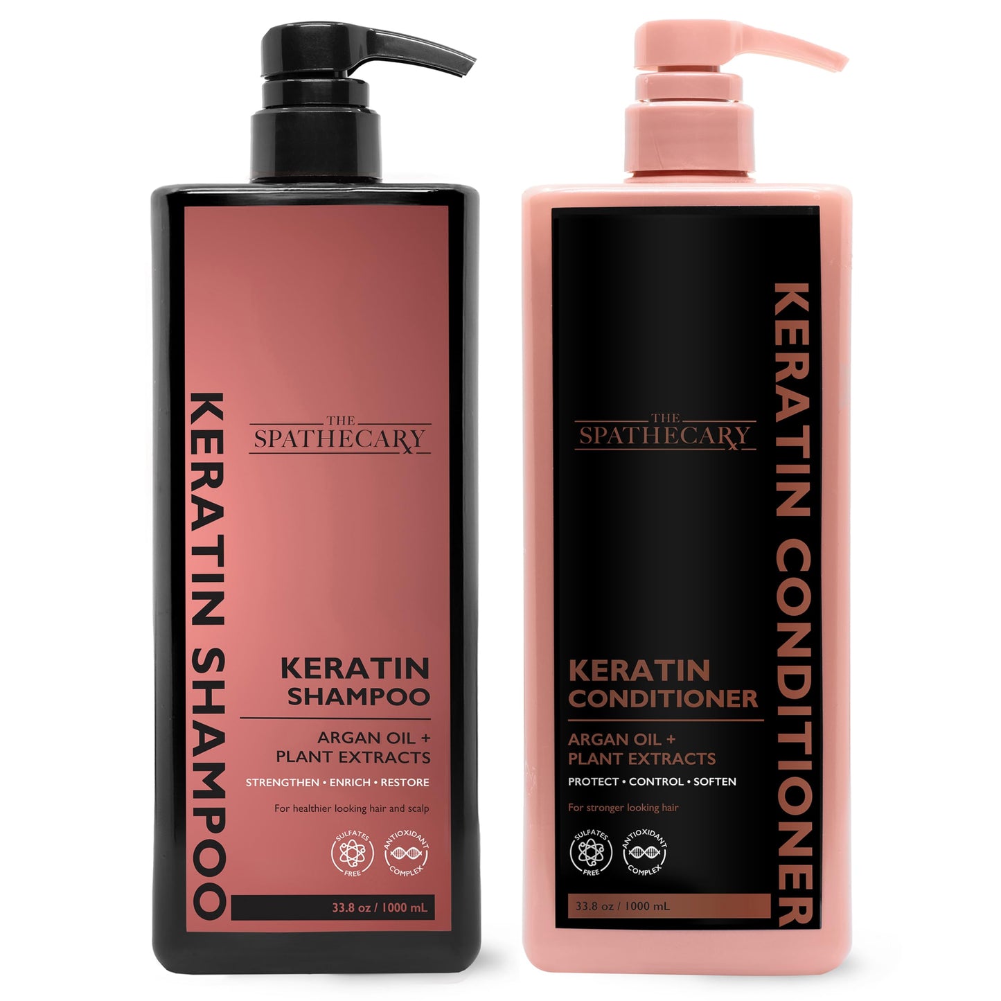 THE SPATHECARY Keratin Shampoo & Conditioner Set with Argan Oil & Plant Extracts - Strengthening & Smoothing Hair Care Duo for Dry Damaged Hair, Frizz Beauty & Personal Care THE SPATHECARY