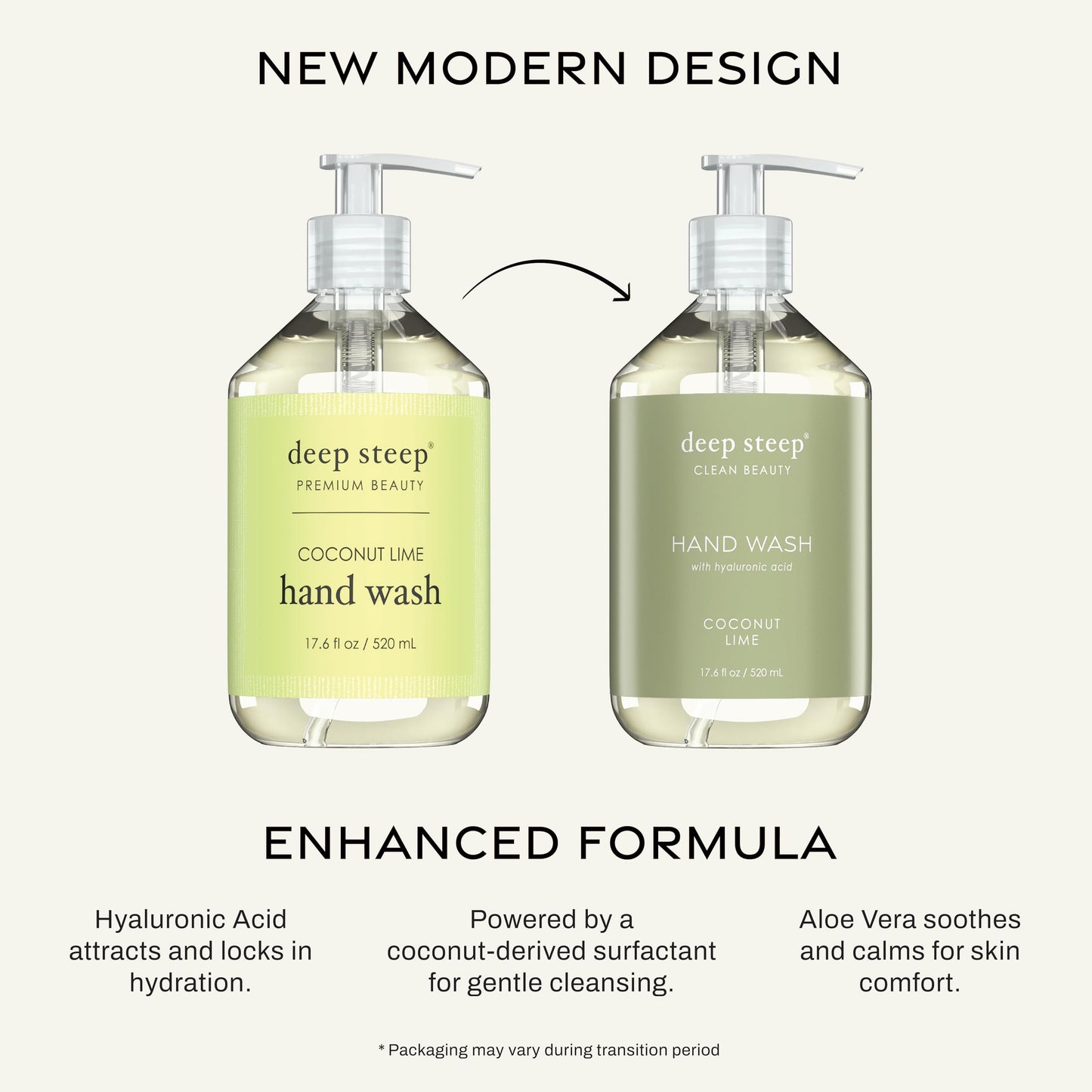 Deep Steep Liquid Hand Wash, Coconut Lime, 17.6 oz - Moisturizing Cleanser with Olive Oil, Aloe Vera, Glycerin & Hyaluronic Acid - Vegan, Clean Beauty & Personal Care Deep Steep