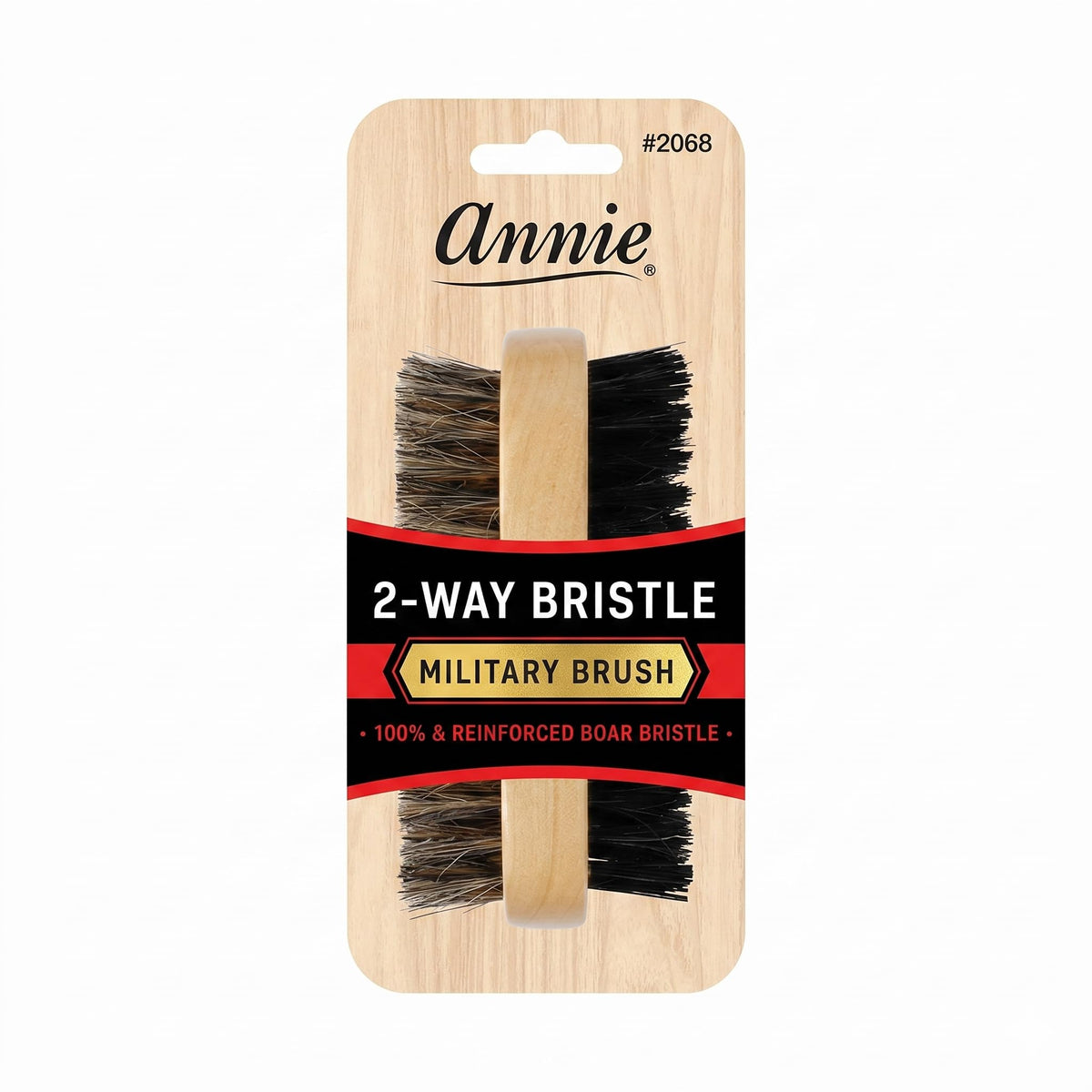 Annie 2 Sided Military Hair Brush for Men, Soft and Hard Boar Bristle