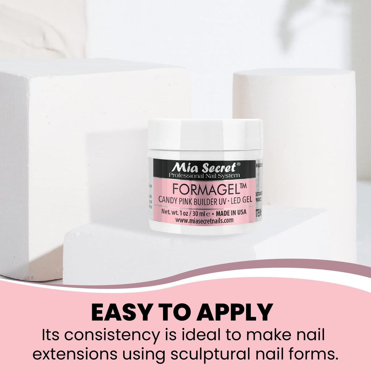 Mia Secret Nudes 1oz Formagel Gel Nail Builder - UV Led Gel - Cover Blush - Cover Tan - Candy Pink Pick Yours (Candy Pink)